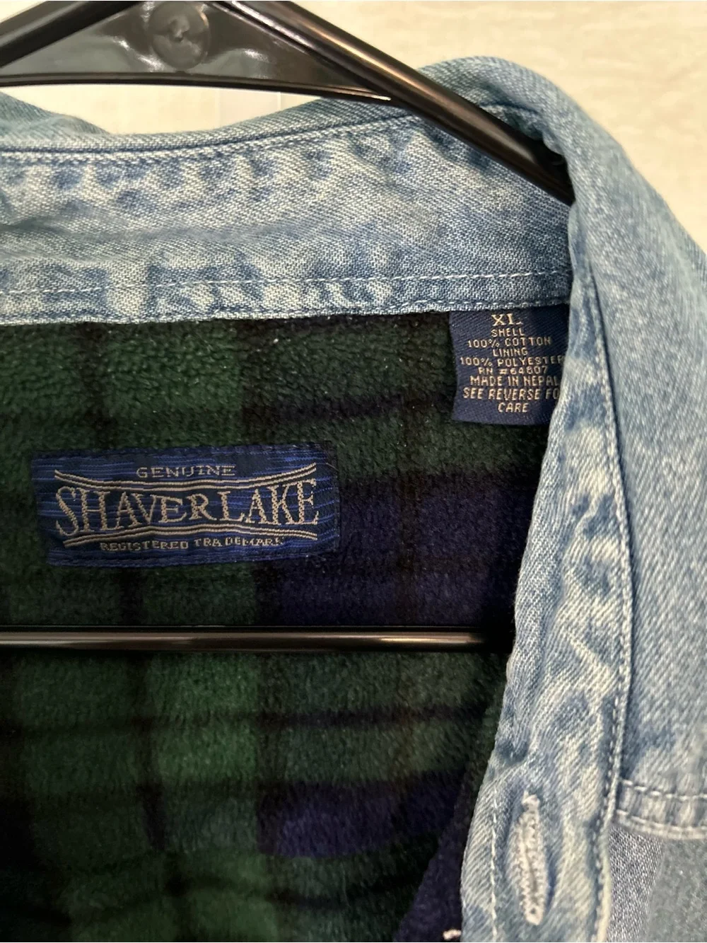 Vintage Shaver Lake Fleece Lined Denim Shirt Jacket Shacket XL